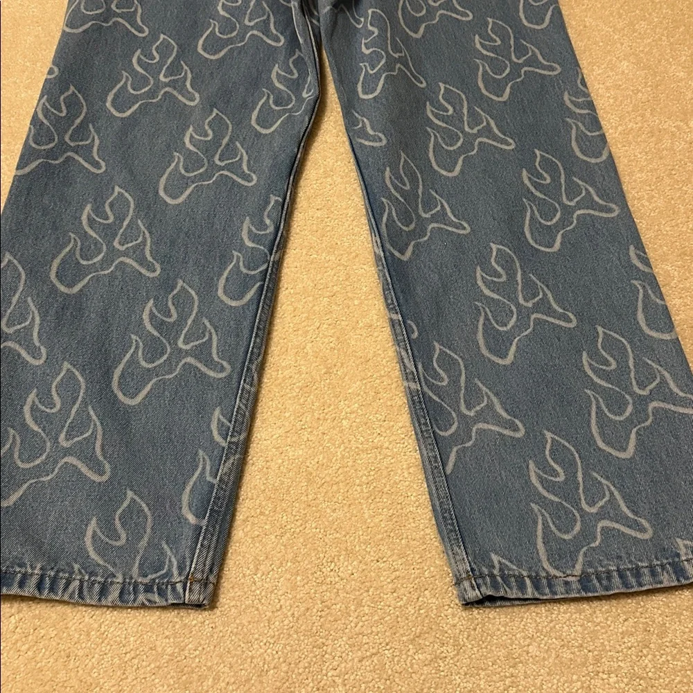Vintage Vans Check -5 Blaze loose denim jeans featuring flame print size 33x31 - Picture 12 of 12